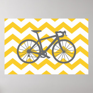 Poster de Cinza Chevron Amarelo