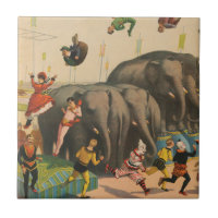 Poster de Circo de Acrobatas Pulando Sobre Elefant