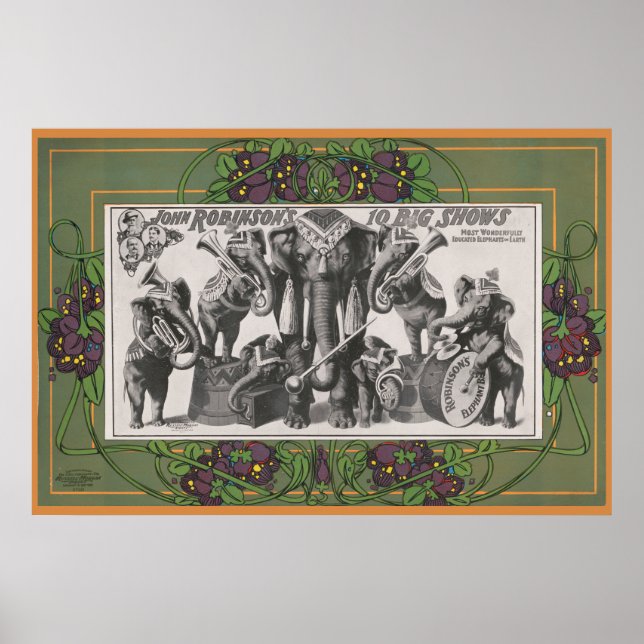 Poster De Circo De Instrumentos De Jogada De Elefa (Frente)