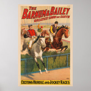 Poster de Circo De Macacos Em Cavalos Saltando Uma