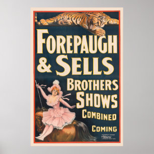 Poster De Circo De Tigre E Mulher Em Horseback