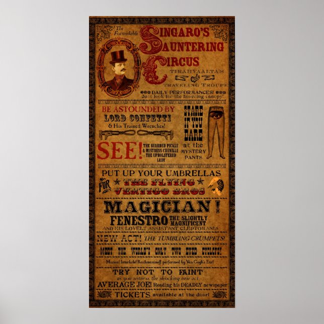 Poster de Circo Imaginário de Tirahvaalta 12" x 24 (Frente)