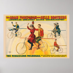 Poster de Circo Mostrando Cavaleiros De Bicicleta