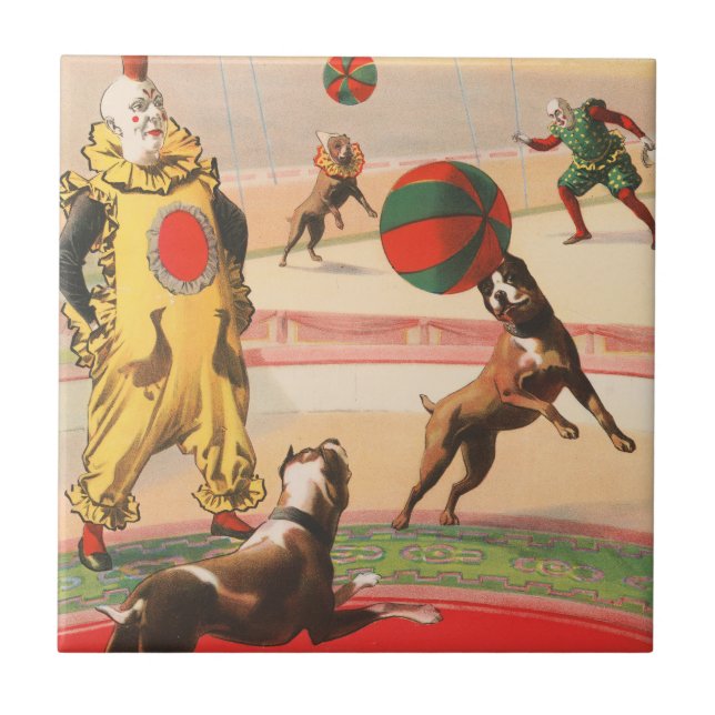 Poster de Circo Mostrando Palhaços Com Cães Execut (Frente)