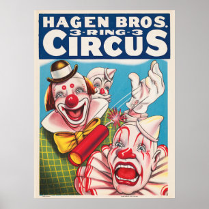 Poster de Circo Mostrando Rostos De Palhaço E Cach