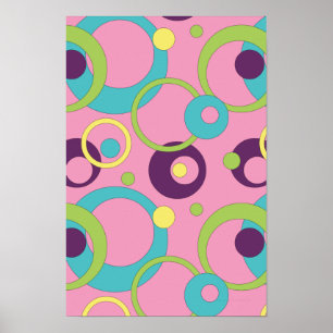 Poster de Círculos Rosa Funky