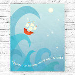 Poster de citação de Shakespeare à vela náutica<br><div class="desc">Para águas despachadas,  costas sem nome. Shakespeare. Um navio à vela fica no topo de uma onda oceânica abaixo de um céu de estrelas. Perfeito para marinheiros,  viajantes e aventureiros em todos os lugares.</div>