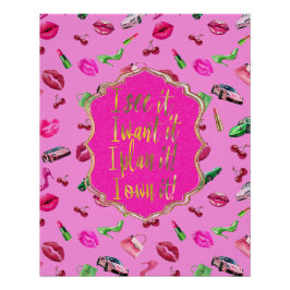 Pôster de Citação Glam Motif Rosa e Verde 
