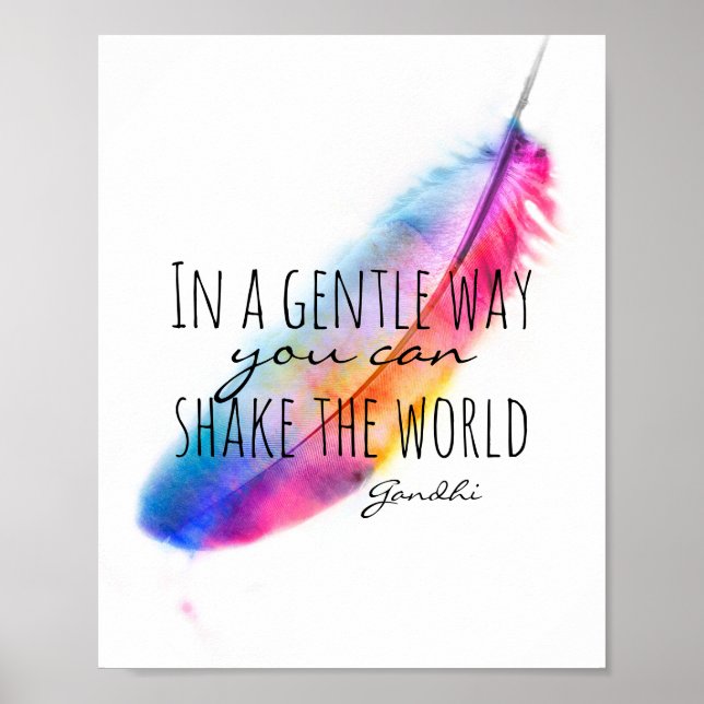 Poster de citação inspiradora de Gandhi com pena (Frente)