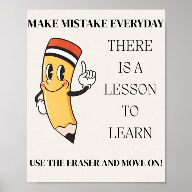 Poster de Citação Motivacional - Aprenda com Erros (Frente)