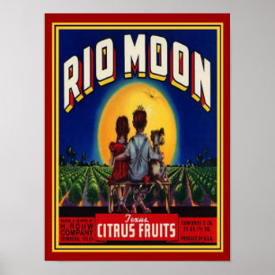 Pôster De "citrinos Ad-12x16 dos anos 40 da lua Rio"