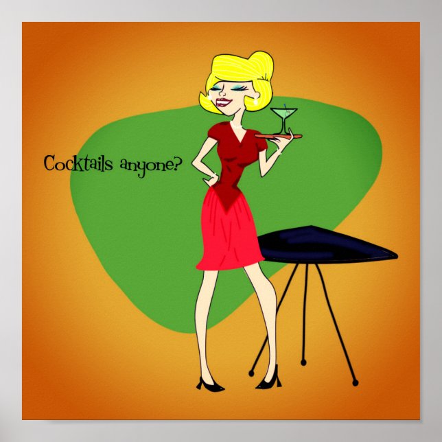 Poster de Cocktail inspirado em 1950 (Frente)