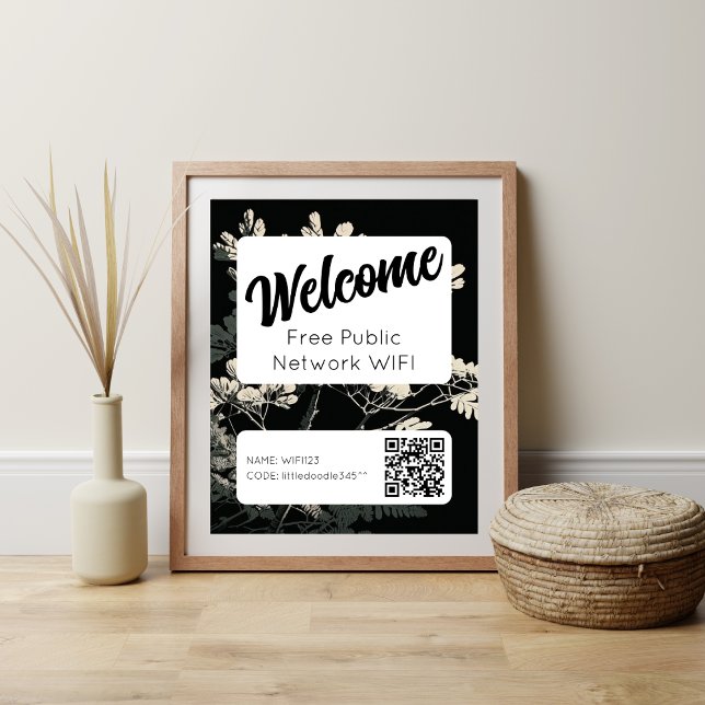 Poster de Código QR da Senha de Rede WIFI de Fonte (Criador carregado)