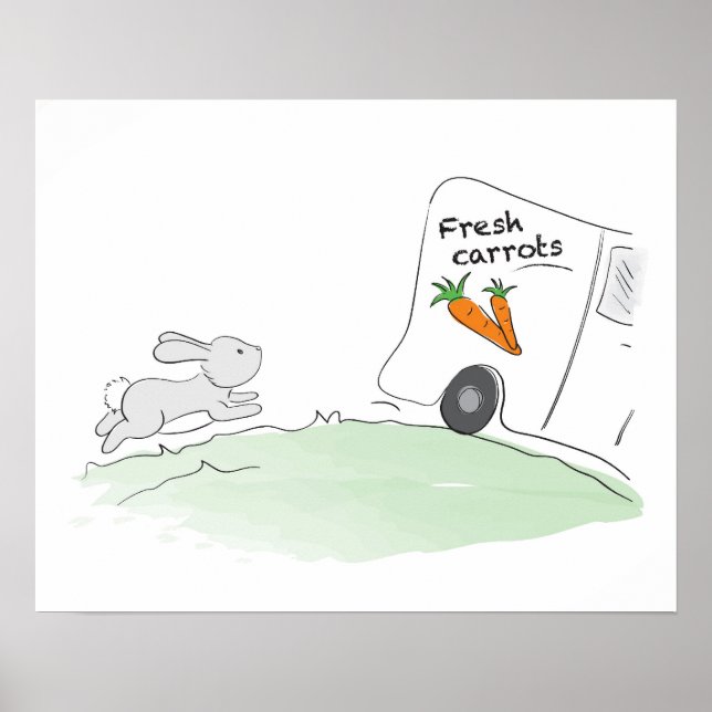 Poster de coelhinhos bonitos (correndo para cenour (Frente)