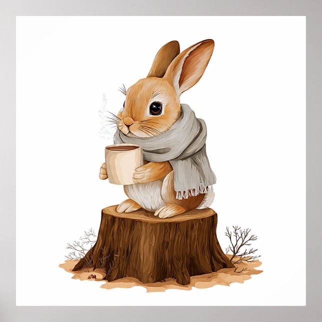 Poster de Coelho da Floresta Aconchegante | Coelho (Frente)
