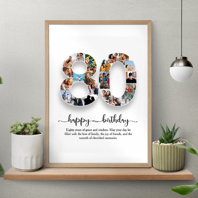 Poster de Colagem de Aniversário de 80 Personaliza (Criador carregado)