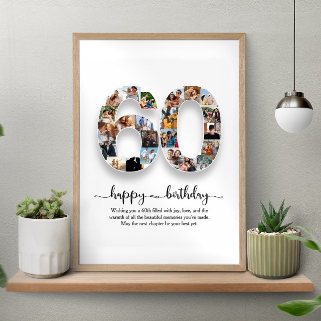 Poster de Colagem de Aniversário Personalizada 60 (Criador carregado)