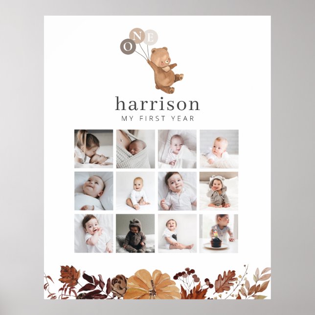 Poster de Colagem de Fotos - Balões Bear Brown 3 (Frente)