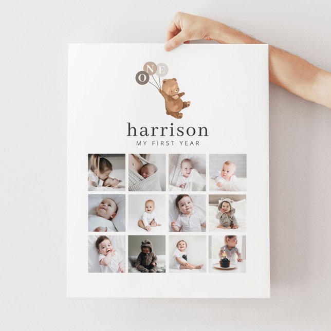 Poster de Colagem de Fotos - Balões Bear Brown 3 (Criador carregado)