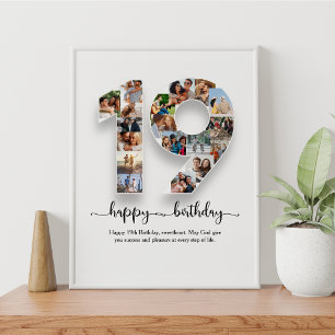 poster de Colagem de Fotos de 19 de Aniversário