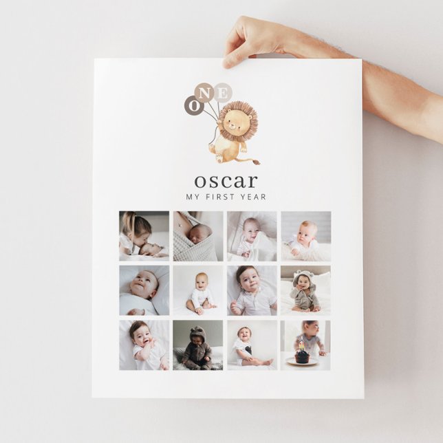 Poster de Colagem de Fotos - Leão com 3 Balões Mar (Criador carregado)