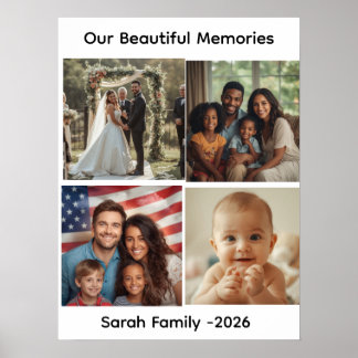Pôster de Colagem de Fotos Personalizadas da Famíl