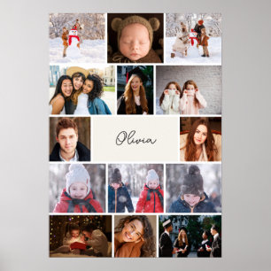 Poster de Colagem de Fotos Personalizado com Nome