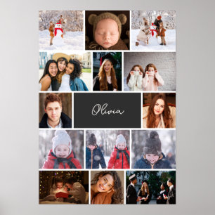 Poster de Colagem de Fotos Personalizado com Nome
