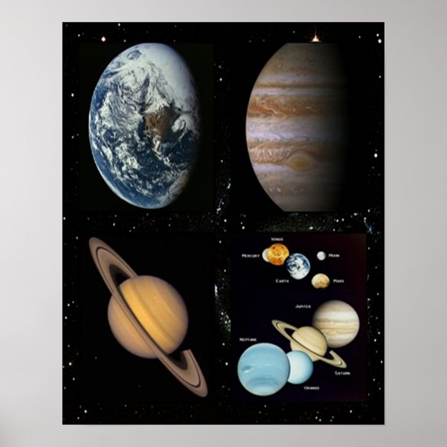 Poster de colagem de planetas (Frente)