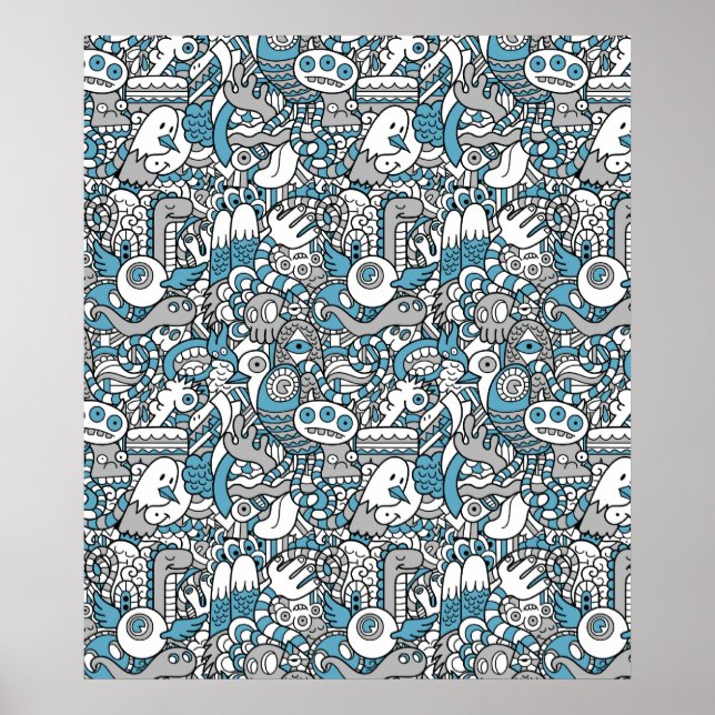 Poster de Colagem de Portas Monstro do hipster (Frente)