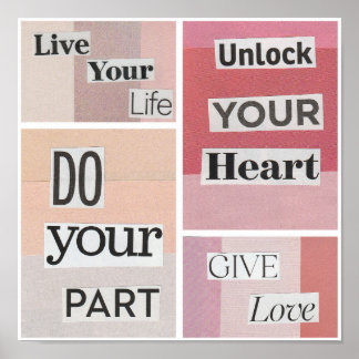 Poster de Colagem Rosa