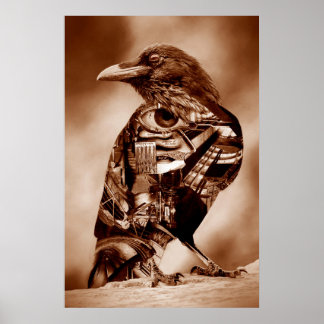 Poster de colagem surreal em Raven