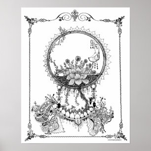 Poster de Coloração de Adultos "Arte de Blooms 