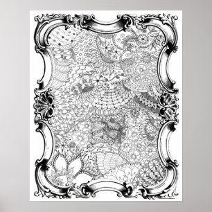 Poster de Coloração de Adultos "Arte do Jardim d