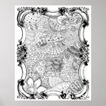 Poster de Coloração de Adultos "Arte do Jardim da