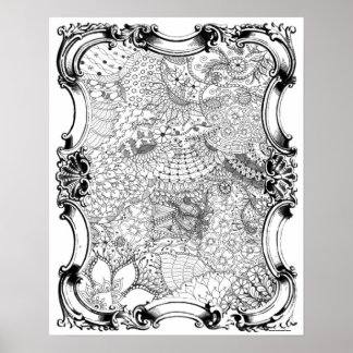 Poster de Coloração de Adultos "Arte do Jardim da 