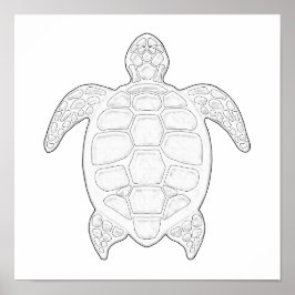 Poster de Coloração de Adultos de Tartaruga Maríti