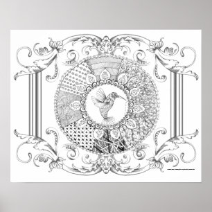 Poster de Coloração de Adultos "I Love Hummingbi
