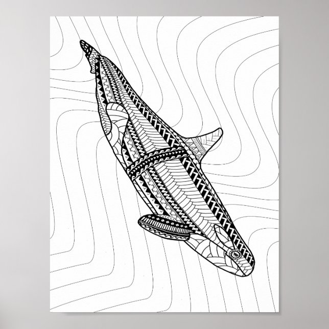 Poster de Coloração de Adultos Orca (Frente)