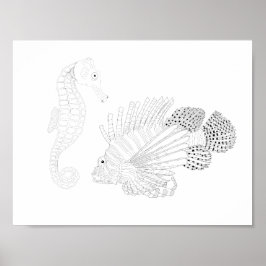 Poster de Coloração de Adultos Sealife