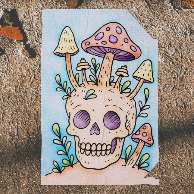Poster de Coloração de Câncer e Cogumelos Adultos (A Great coloring poster for skull and mushroom lovers! Perfect for the spooky season.)