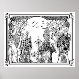 Poster de colorir "A Sra. Dee's Gnomo Tiny Homes"