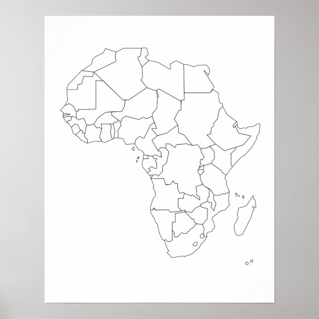 Poster de Contorno do Mapa Africano (Frente)