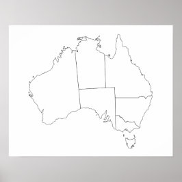 Poster de Contorno do Mapa da Austrália