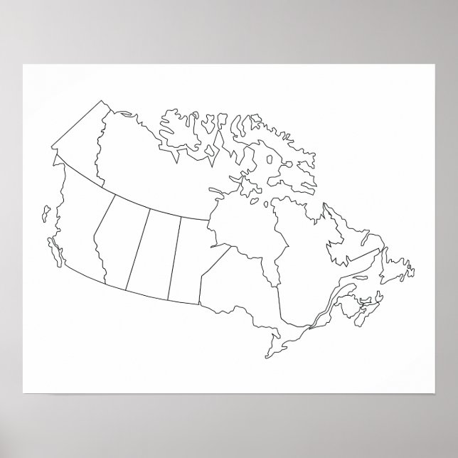 Poster de Contorno do Mapa do Canadá (Frente)