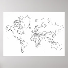 Poster de Contorno do Mapa Mundial