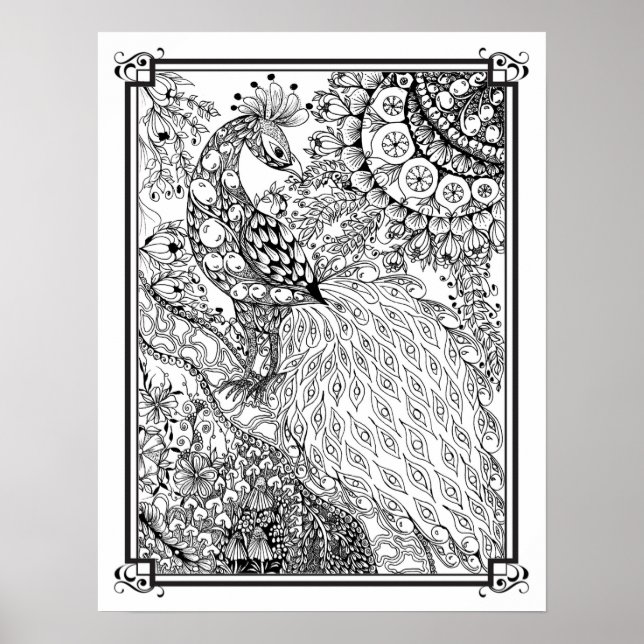 Poster de cor "Peacock majestoso da Sra. Dee" (Frente)