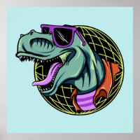poster de cor personalizada T-Rex do hipster