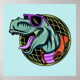 poster de cor personalizada T-Rex do hipster