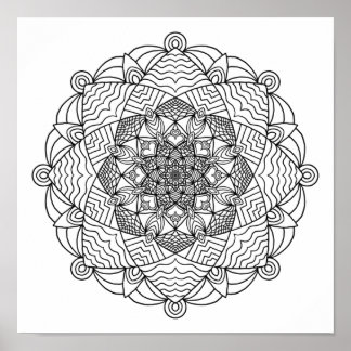 Poster de cor - Wave Flower Mandala